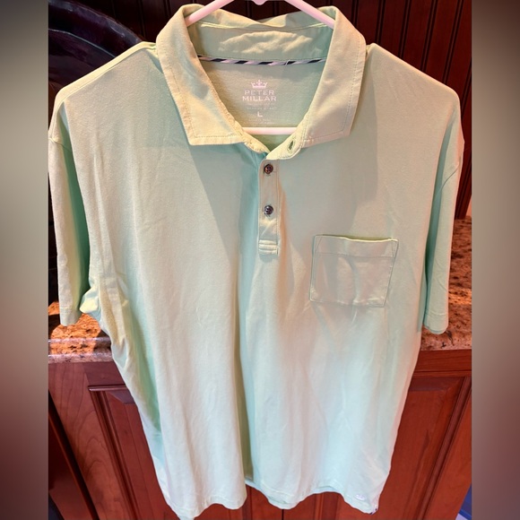 Peter Millar men’s golf polo. Sharp‎ green with PM logo. Large. EUC - Picture 5 of 7